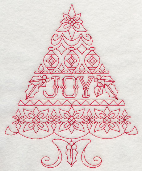Joy Christmas Tree (Redwork)