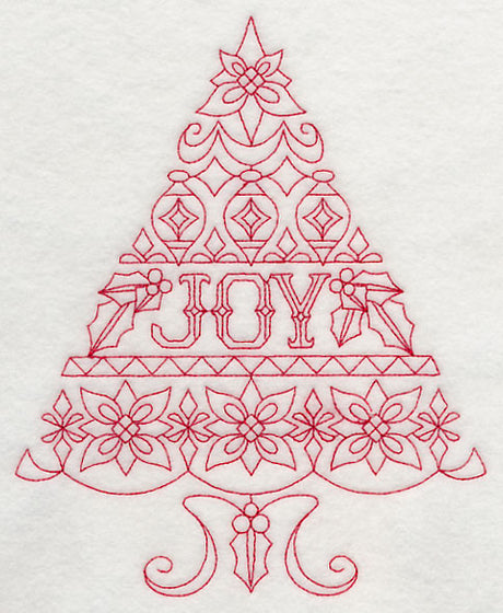 Joy Christmas Tree (Redwork)