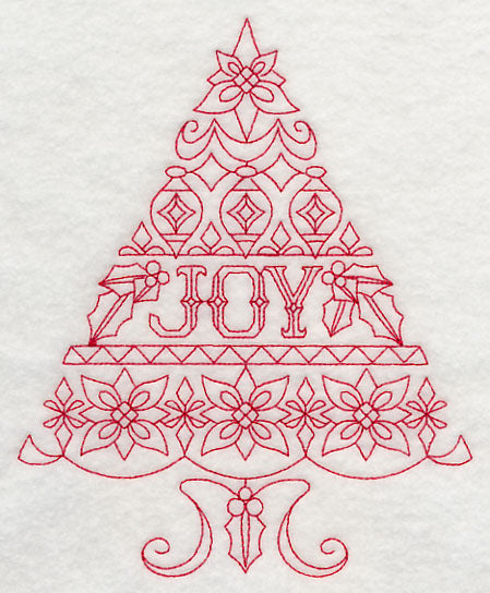 Joy Christmas Tree (Redwork)
