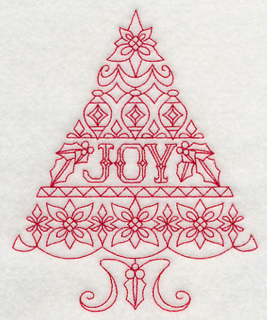 Joy Christmas Tree (Redwork)