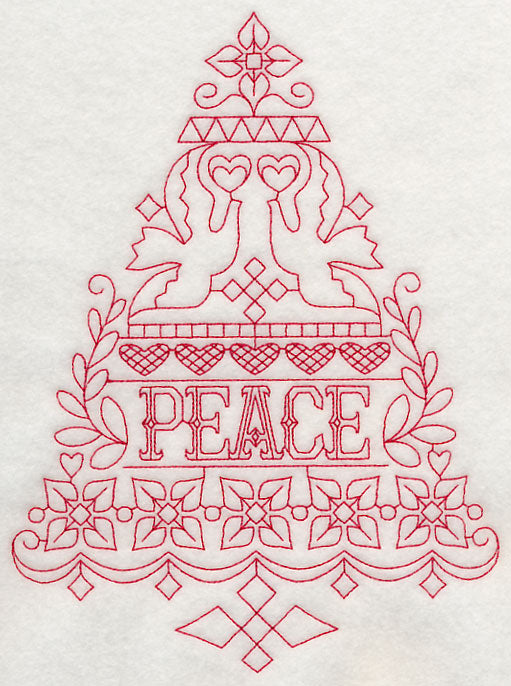 Peace Christmas Tree (Redwork)