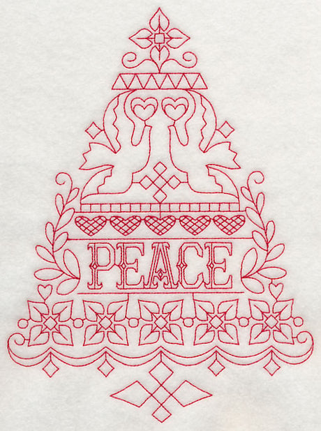 Peace Christmas Tree (Redwork)