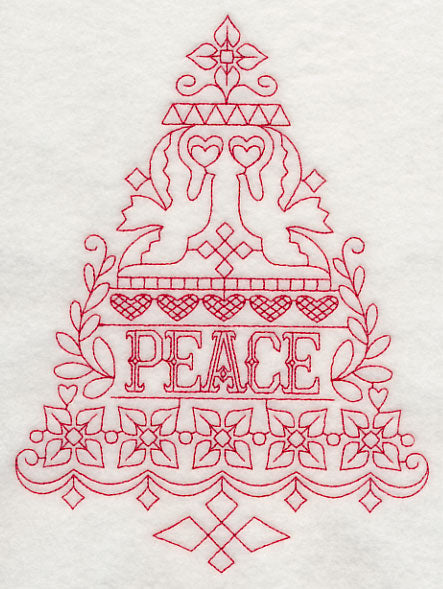 Peace Christmas Tree (Redwork)