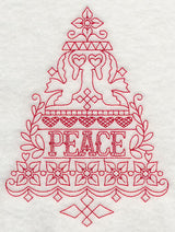Peace Christmas Tree (Redwork)