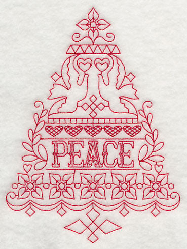 Peace Christmas Tree (Redwork)