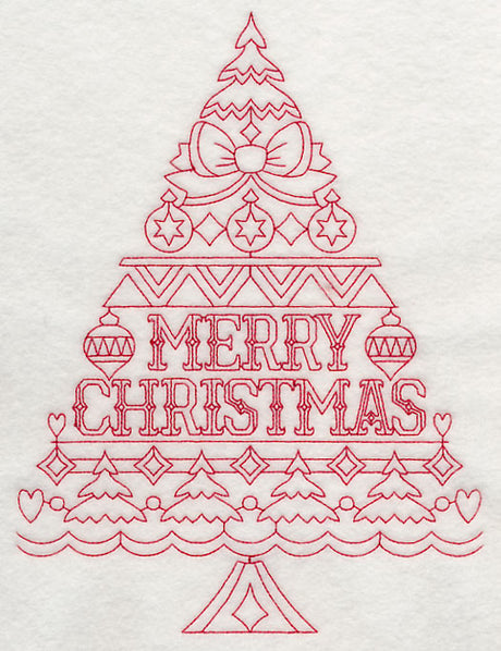 Merry Christmas Tree (Redwork)