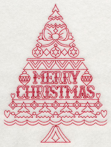 Merry Christmas Tree (Redwork)