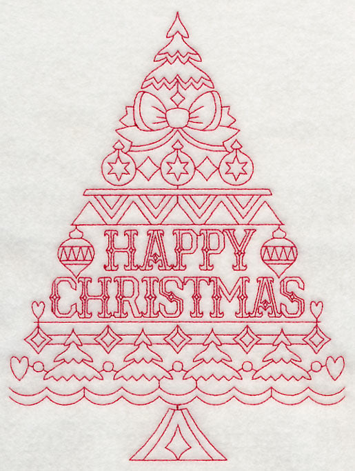 Happy Christmas Tree (Redwork)