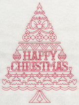 Happy Christmas Tree (Redwork)
