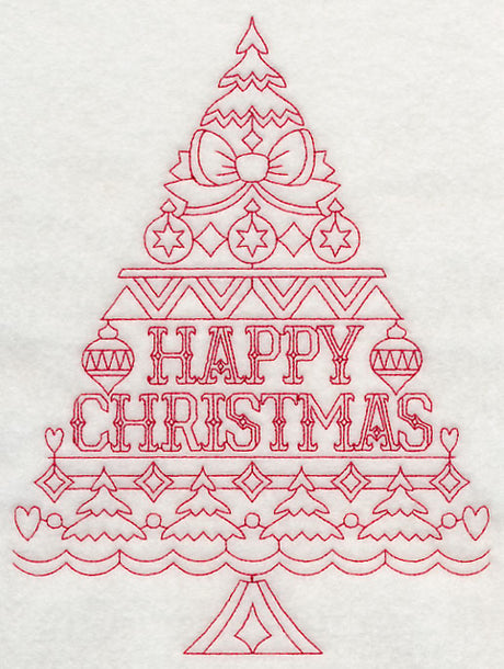 Happy Christmas Tree (Redwork)