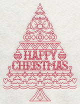 Happy Christmas Tree (Redwork)