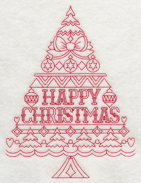 Happy Christmas Tree (Redwork)