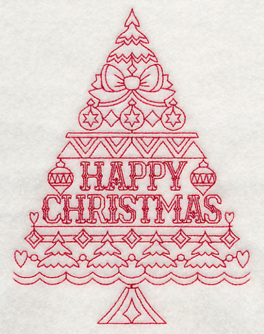 Happy Christmas Tree (Redwork)