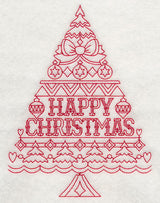 Happy Christmas Tree (Redwork)