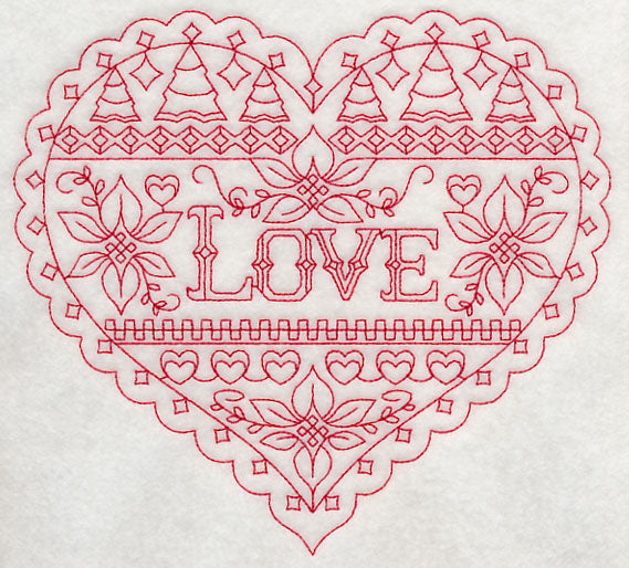 Love Christmas Heart (Redwork)