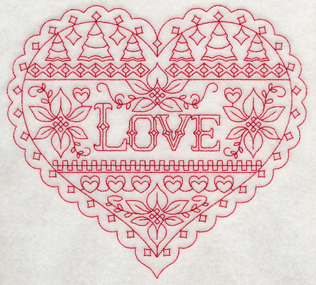 Love Christmas Heart (Redwork)