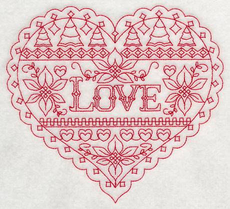 Love Christmas Heart (Redwork)