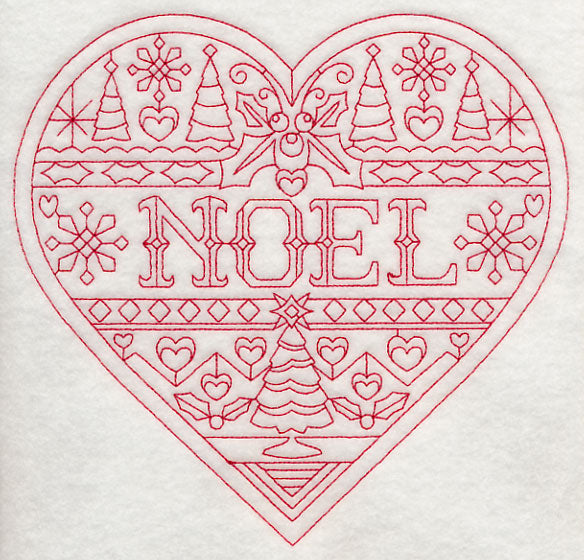 Noel Christmas Heart (Redwork)