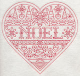 Noel Christmas Heart (Redwork)