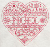 Noel Christmas Heart (Redwork)