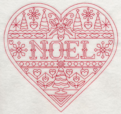 Noel Christmas Heart (Redwork)
