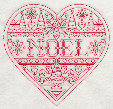 Noel Christmas Heart (Redwork)