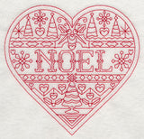 Noel Christmas Heart (Redwork)