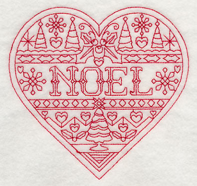 Noel Christmas Heart (Redwork)