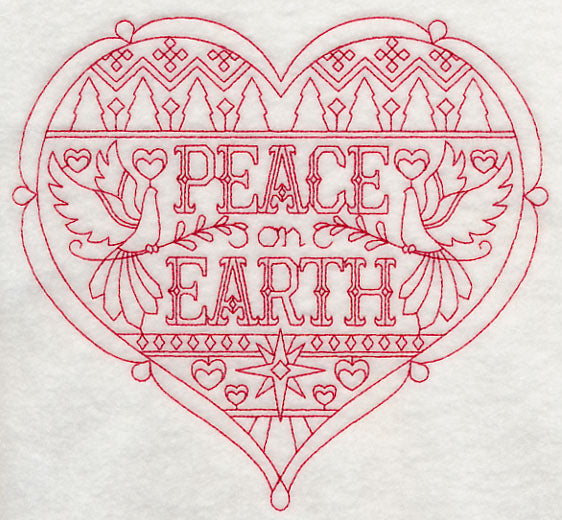 Peace Christmas Heart (Redwork)