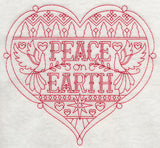 Peace Christmas Heart (Redwork)