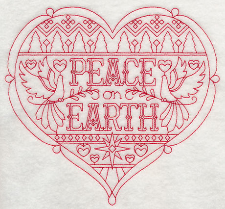 Peace Christmas Heart (Redwork)