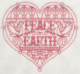 Peace Christmas Heart (Redwork)