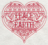 Peace Christmas Heart (Redwork)