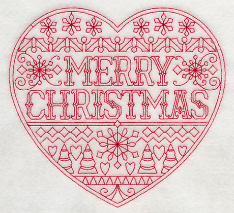 Merry Christmas Heart (Redwork)