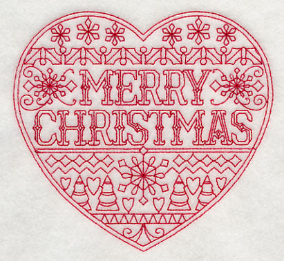 Merry Christmas Heart (Redwork)