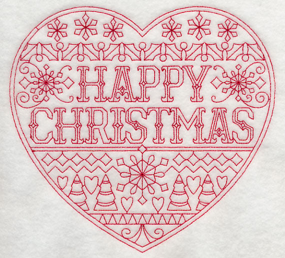 Happy Christmas Heart (Redwork)