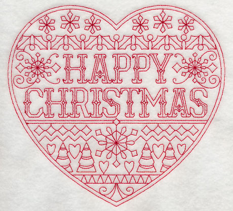 Happy Christmas Heart (Redwork)