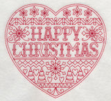 Happy Christmas Heart (Redwork)
