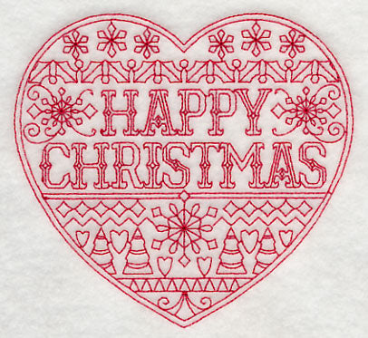 Happy Christmas Heart (Redwork)