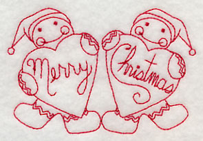 Merry Christmas Gingerbread Men (Redwork)