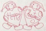 Happy Christmas Gingerbread Men (Redwork)