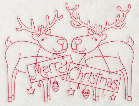 Merry Christmas Reindeer (Redwork)