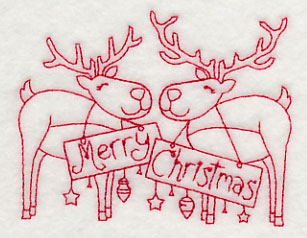 Merry Christmas Reindeer (Redwork)