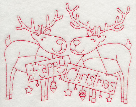 Happy Christmas Reindeer (Redwork)