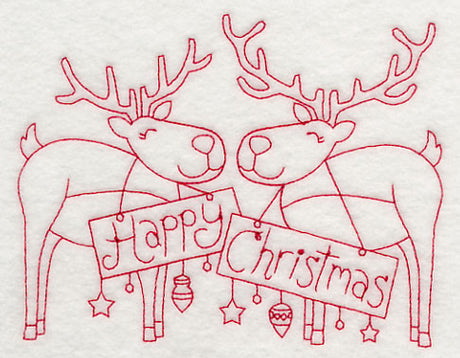 Happy Christmas Reindeer (Redwork)