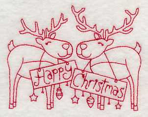 Happy Christmas Reindeer (Redwork)