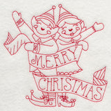 Merry Christmas Elves (Redwork)