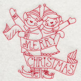 Merry Christmas Elves (Redwork)