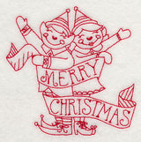Merry Christmas Elves (Redwork)
