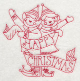 Happy Christmas Elves (Redwork)